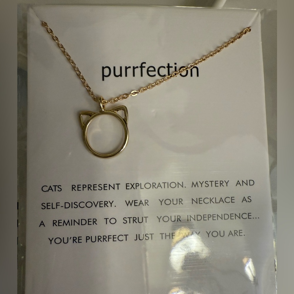 Dainty Cat Fashion Necklace, Gold-Tone Chain